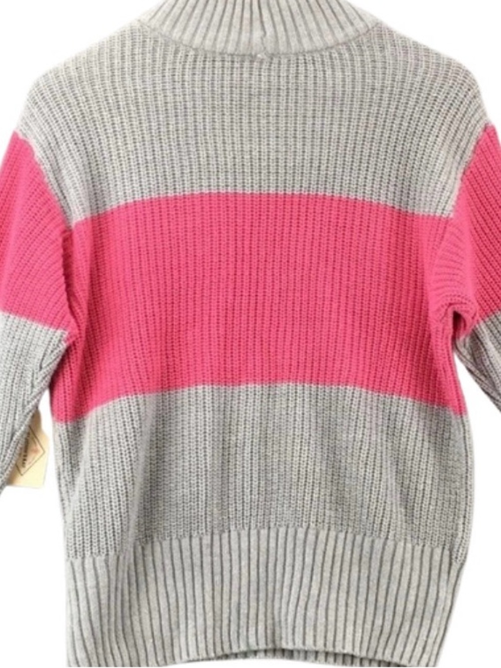 St. John's Bay Gray and Hot Pink Wide-Stripe Turtleneck Sweater